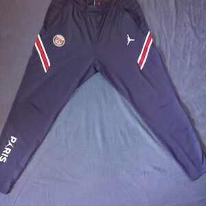 Kids Navy Athletic Joggers with Red-White Stripe